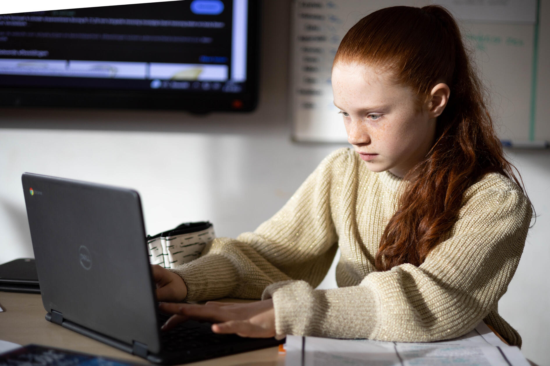 Girl working on laptop